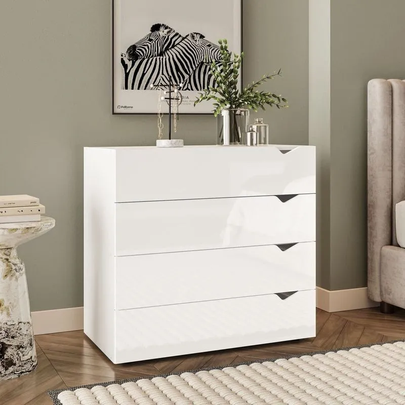 Cômoda 4 Gavetas 83,8cm X 90cm Porto Branco Branco