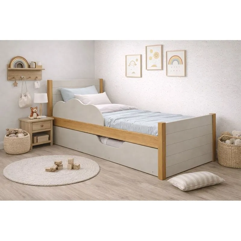 Bicama Infantil Com Proteção Elza Bege Nature/off White Nature/off White