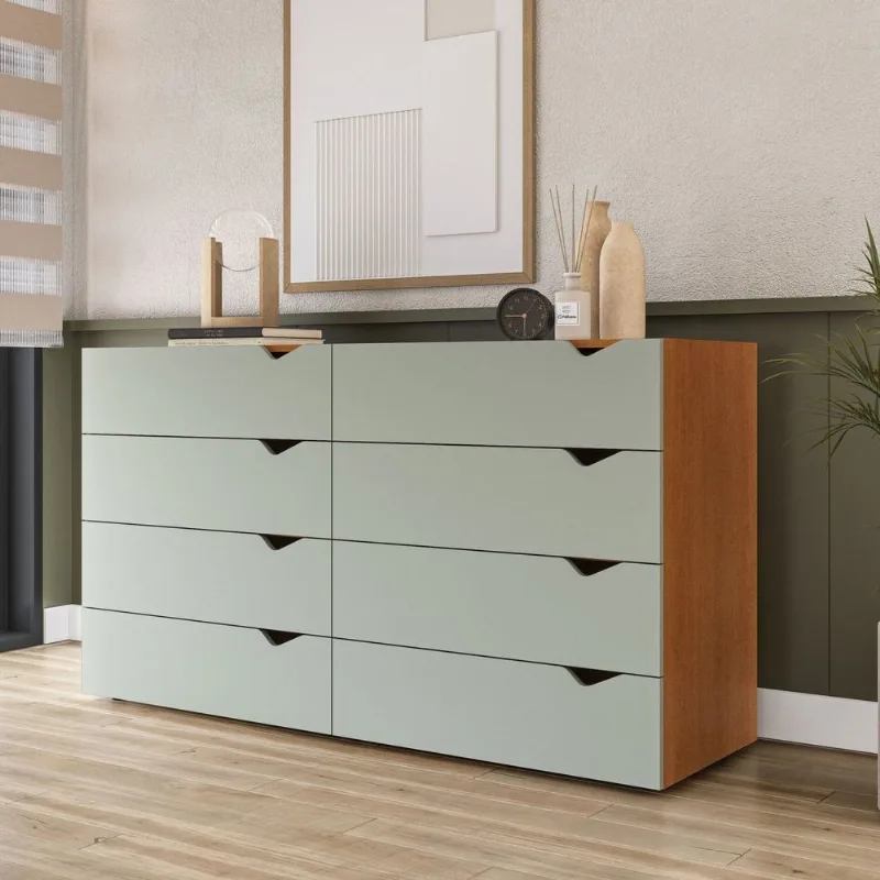 Cômoda 8 Gavetas Porto Freijó/Verde