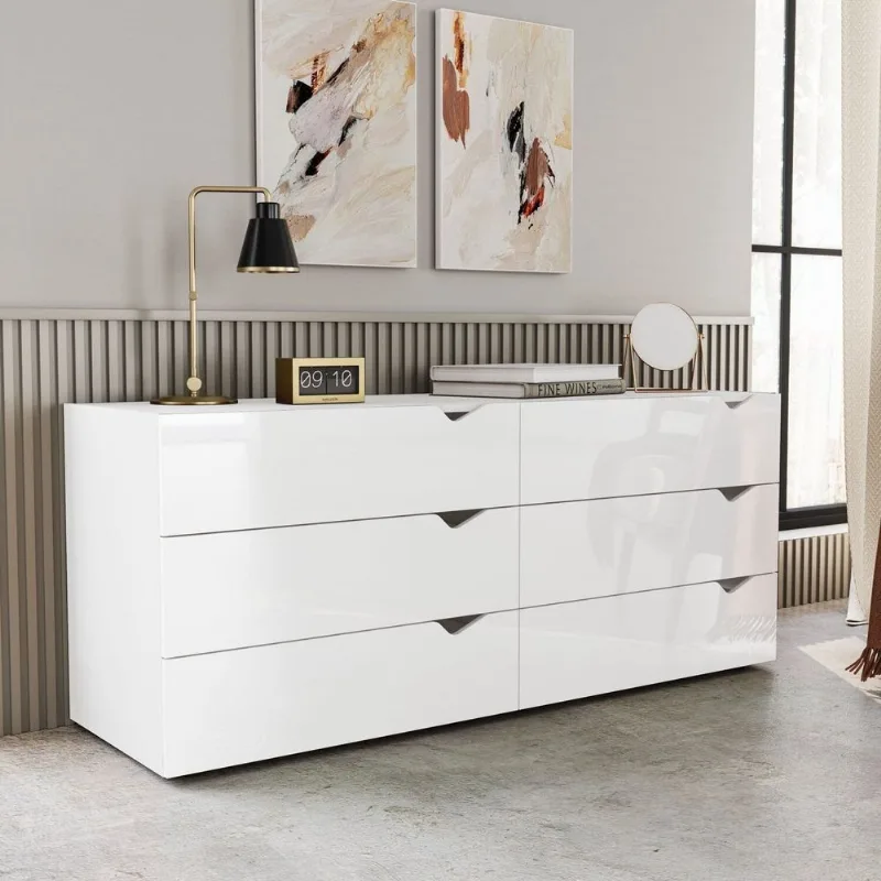 Cômoda 6 Gavetas 63,1x150,1x46 cm Porto Branco Branco
