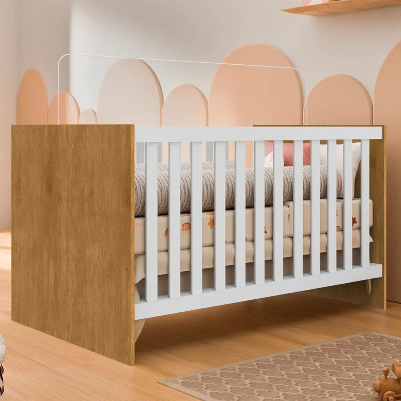 Berço Sofá e Mini Cama 76x133x76 cm Jujuba Marrom/Nature/Branco Nature/Branco