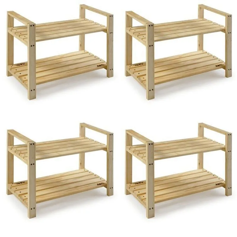 Kit 4 Armários Multiuso Sapateira Pinus Bege Bege