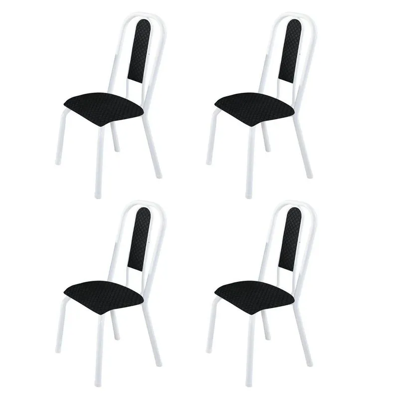 Kit Com 04 Cadeiras Para De Sala De Jantar Fortaleza Branco/preto Liso Preto Liso / Branco