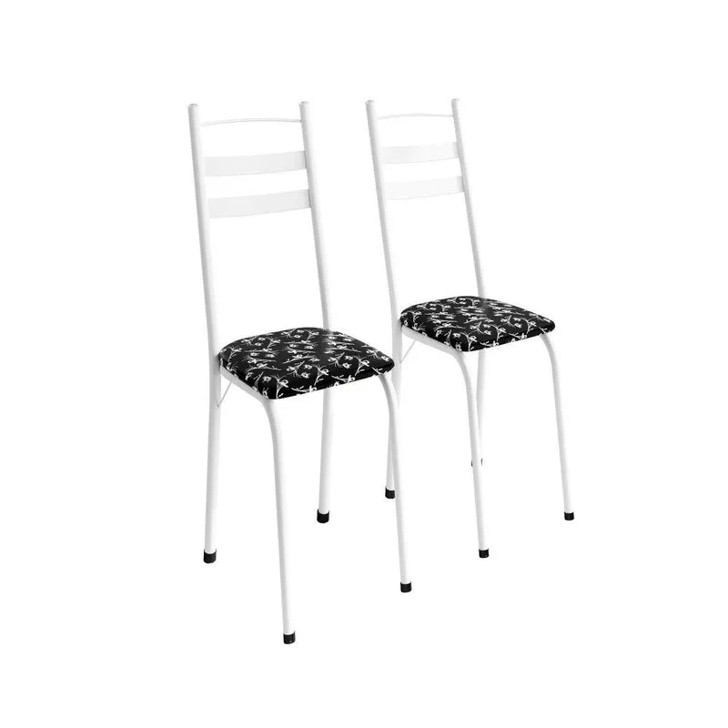 Kit 2 Cadeiras Para Sala De Jantar Milla Branco/preto Branco/ Preto