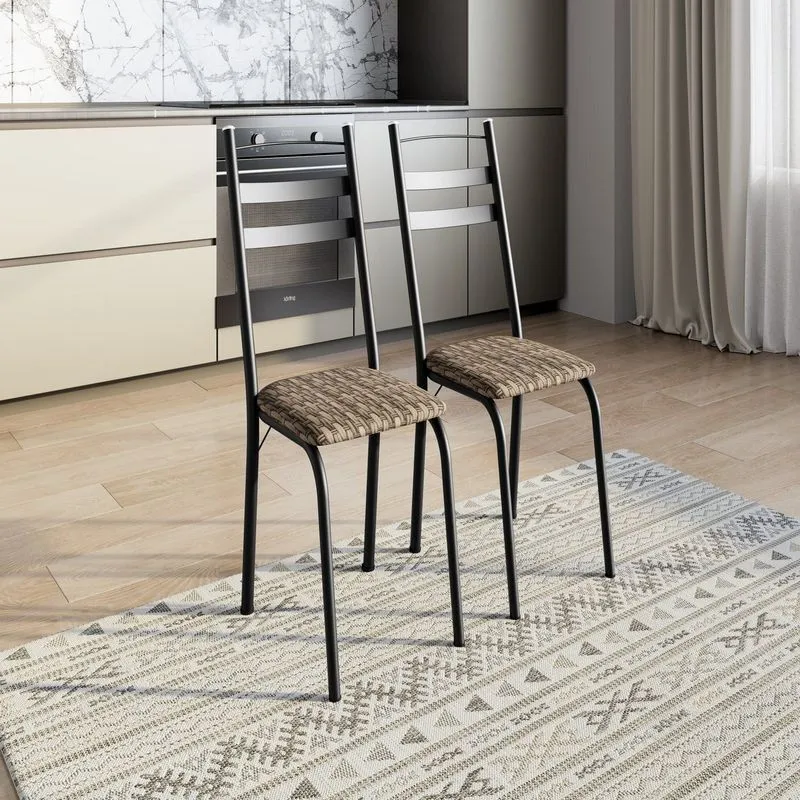 Kit 2 Cadeiras Para Sala De Jantar Milla Preto/rattan Preto/ Rattan