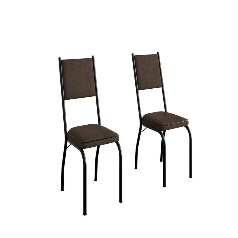 Kit 2 Cadeiras Para Sala De Jantar Bari Preto/madeira Imbuia Preto/ Madeira Imbuia