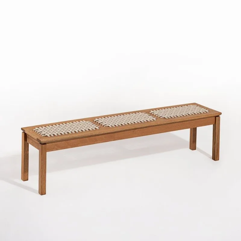 Banco Em Madeira 180x37cm Linha Traço Bege/stain Jatobá/areia Stain Jatobá/areia