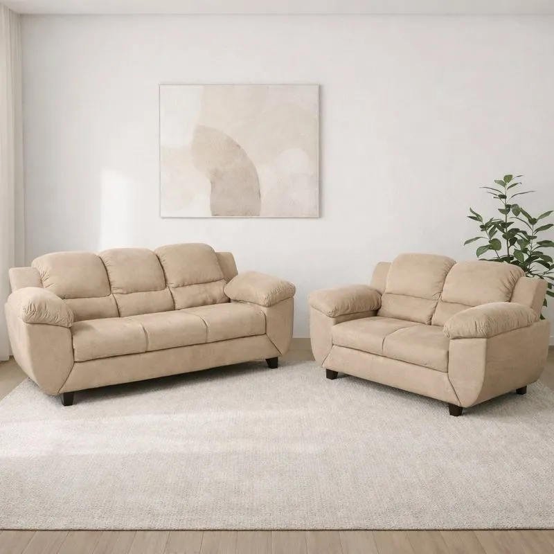 Conjunto De Sofás Clássico 3 E 2 Lugares Bege