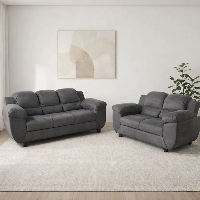 Conjunto De Sofás 3 E 2 Lugares Clássico Cinza Cinza