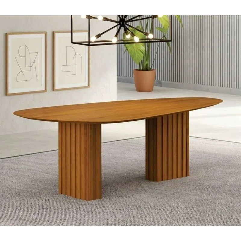 Mesa Para Sala De Jantar Com Tampo Orgânico 75x180x90cm Marrom/freijó Freijó