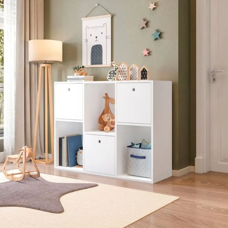 Organizador/Estante para Quarto Infantil com 3 Caixas e 3 Nichos Mia 96CMX74CMX30CM Branco Branco