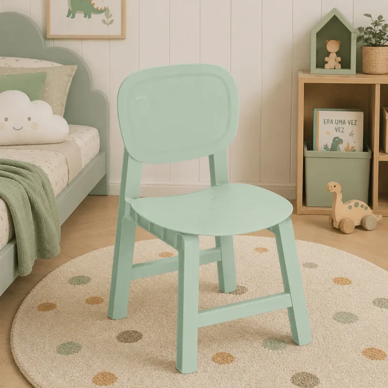 Cadeira Infantil em Polipropileno Pipa 58cm x 45cm Verde/Menta Verde Menta