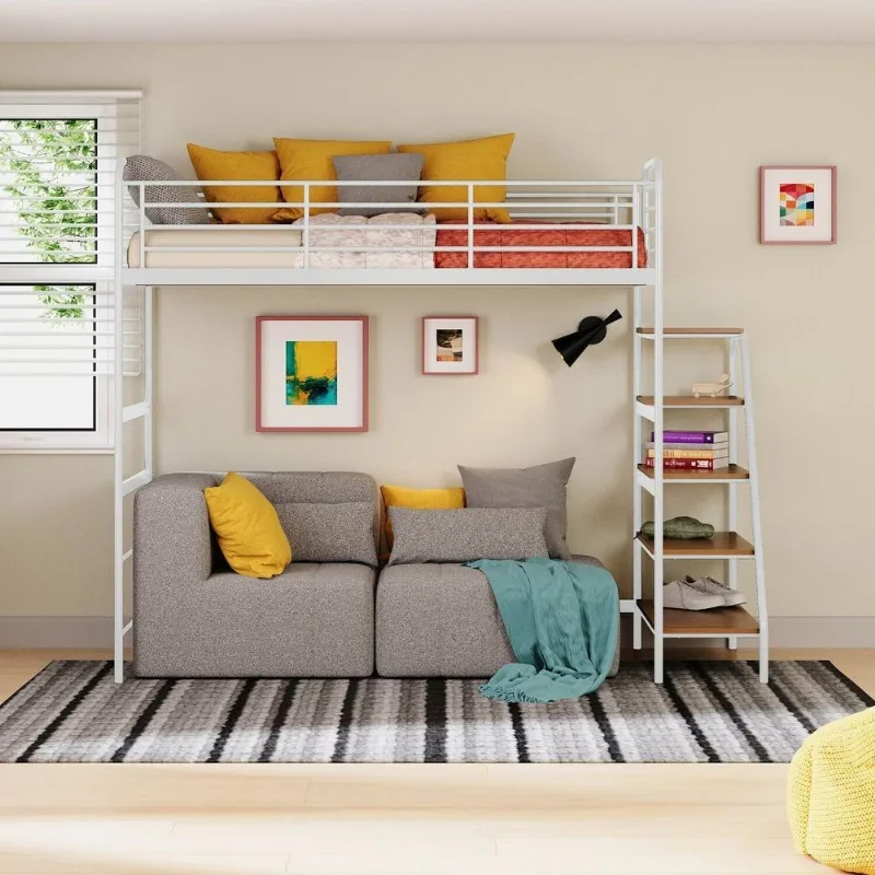Cama Alta em Aço Infantil/Juvenil Teko Casatema Branco/Fosco/Álamo Branco Fosco / Álamo
