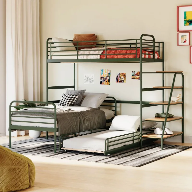 Treliche com Escada Lateral em Ferro Aço Carbono Tubular Teko Casatema Verde Verde