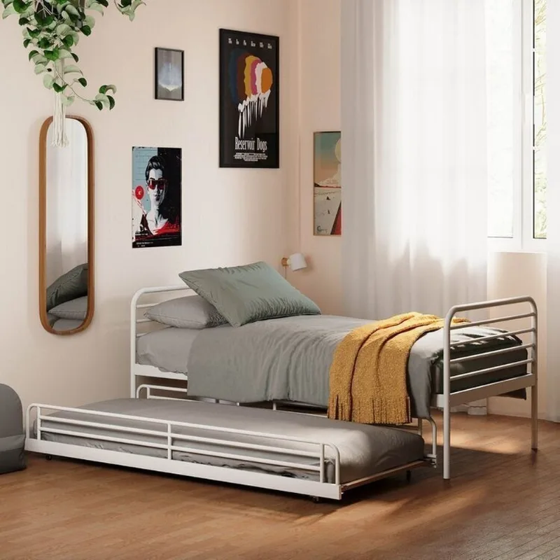 Bicama em Ferro Aço Carbono Tubular Teko Casatema Branco/Fosco/Álamo Branco Fosco / Álamo