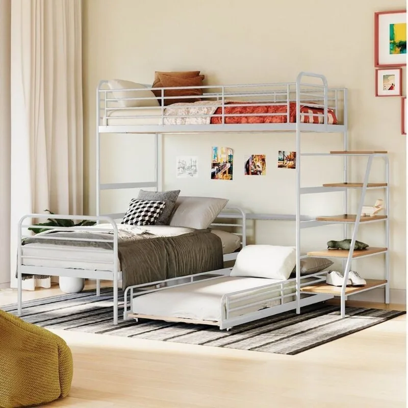 Treliche com Escada Lateral em Ferro Aço Carbono Tubular Teko Casatema Branco/Fosc Branco Fosco