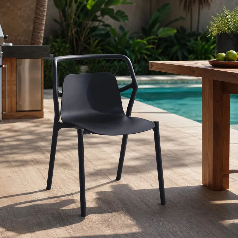Banqueta Para Jardim E Varanda Com Assento Fixo Preto Preto