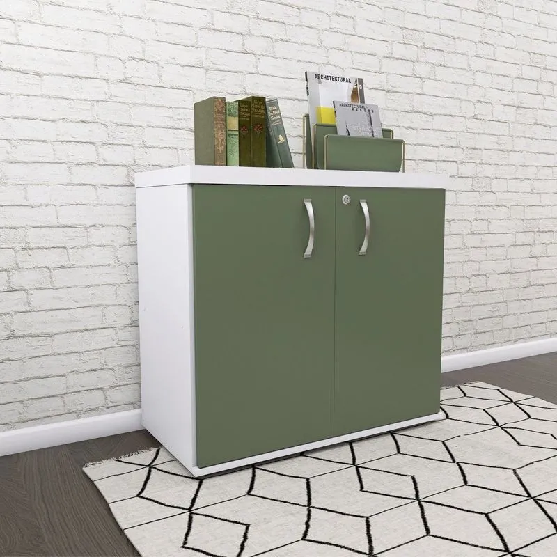 Armário Para Escritório 2 Portas Com Chave Branco/salvia
