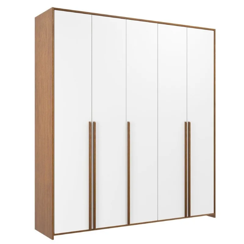 Guarda-Roupa de Bebê 5 Portas Modulados Marrom/Branco/Mel Branco/Mel