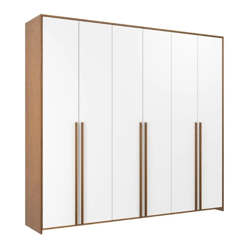 Guarda-Roupa de Bebê MDF 6 Portas Modulados Branco/Mel Branco/Mel