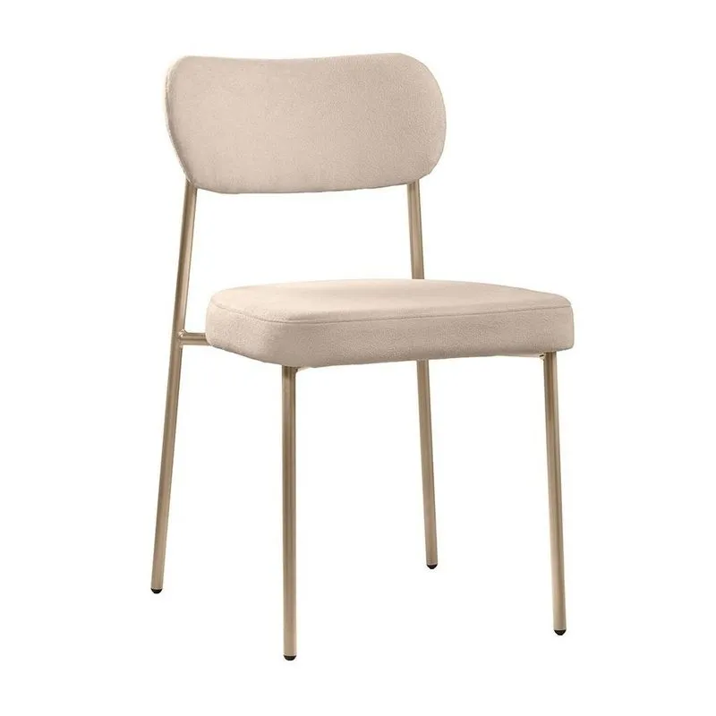 Cadeira Para Sala De Jantar Bouclê Design Aço Carbono Lavinia Bege/areia/champagne Areia/champagne