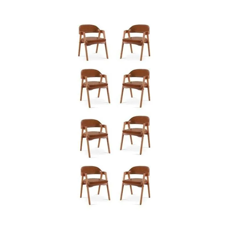 Kit 8 Cadeiras Para Mesa De Jantar Gaia Yescasa Marrom Caramelo