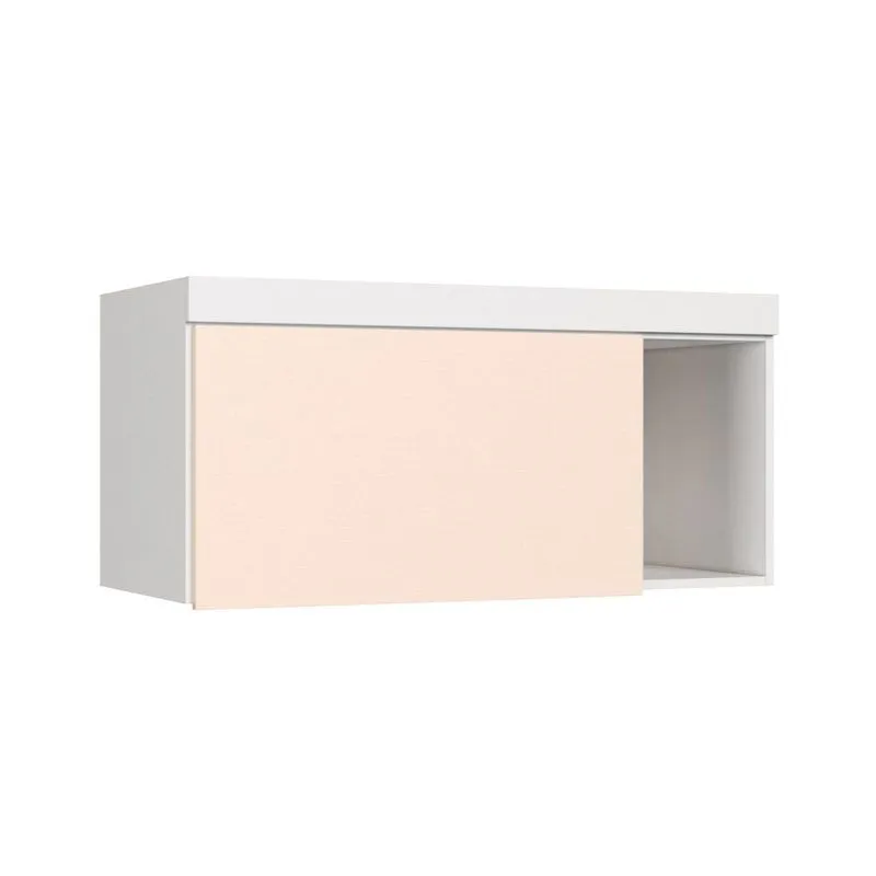 Armário Aéreo Modulado Solteiro 1 Porta Infinity Branco/line/blush Branco Line/ Blush