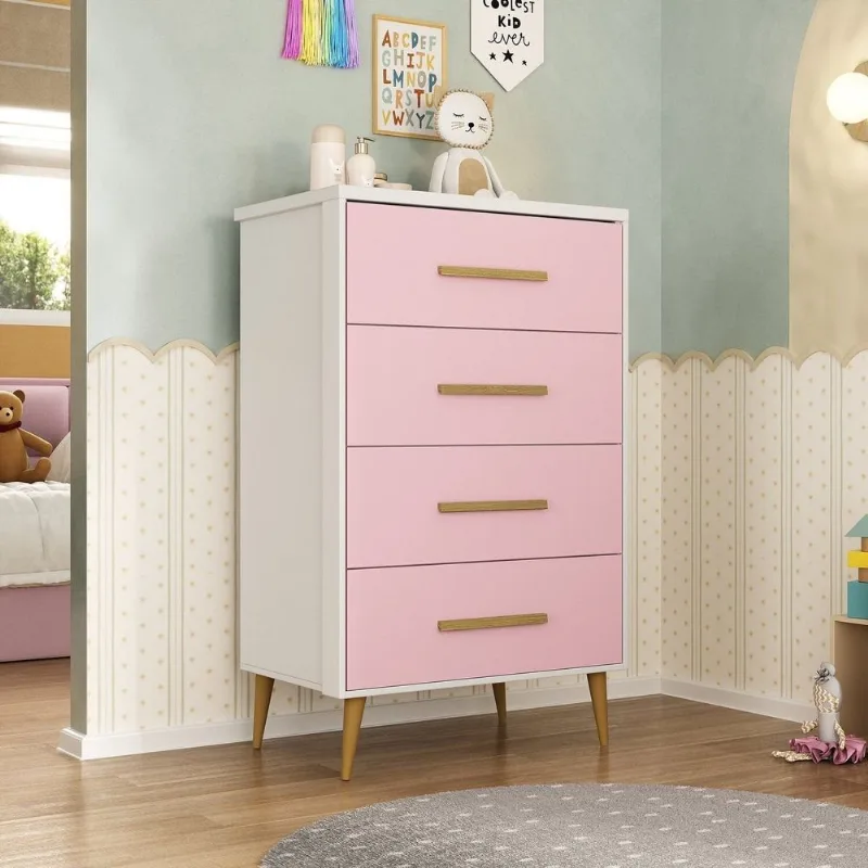 Cômoda para Quarto Infantil Magia Espresso Móveis Rosa/Branco Branco/Rosa