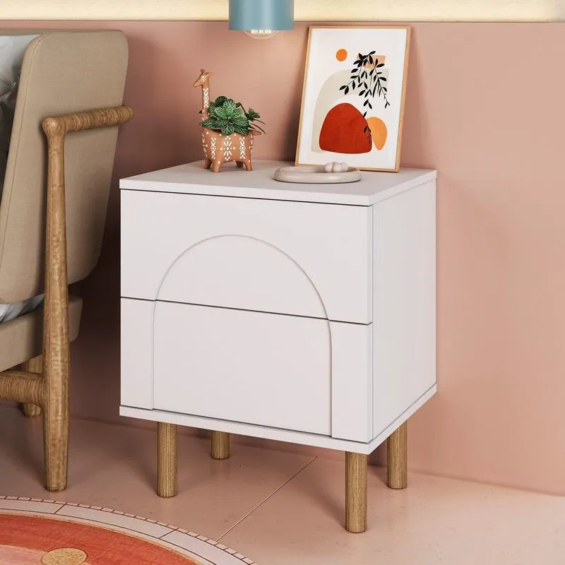 Mesa Cabeceira Com 2 Gavetas Capela Branco Branco