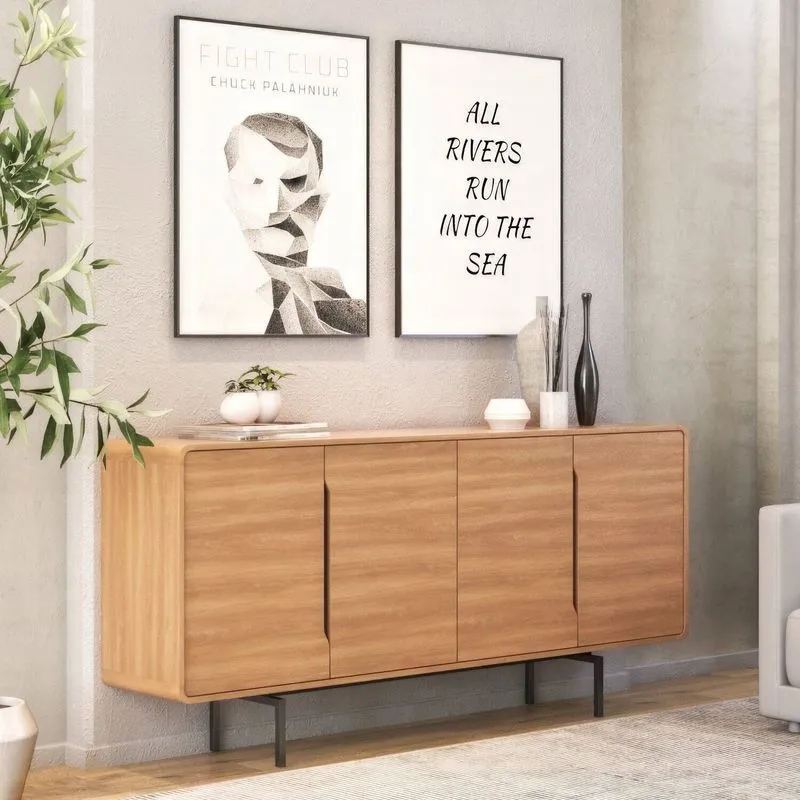 Buffet Para Sala De Jantar 4 Portas Otto Espresso Móveis Marrom/freijó/preto Freijó/ Preto