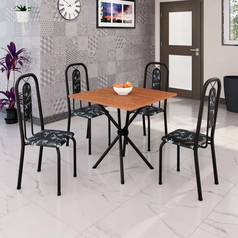 Conjunto Sala De Jantar 4 Cadeiras Lívia Preto Preto