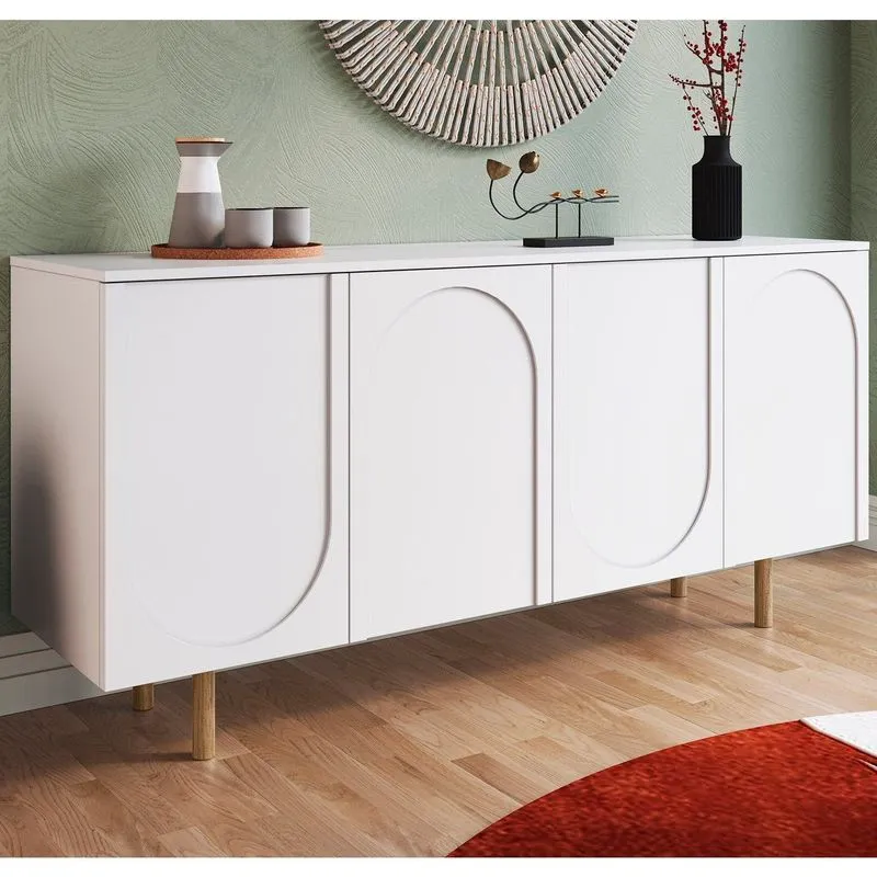 Buffet Para Sala De Jantar 4 Portas Capela Branco Branco