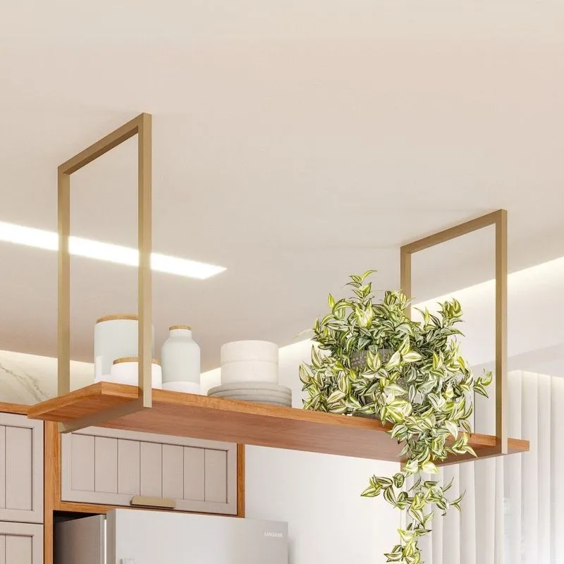 Prateleira Para Cozinha Suspensa 100% Mdf Marrom/cinamomo Cinamomo