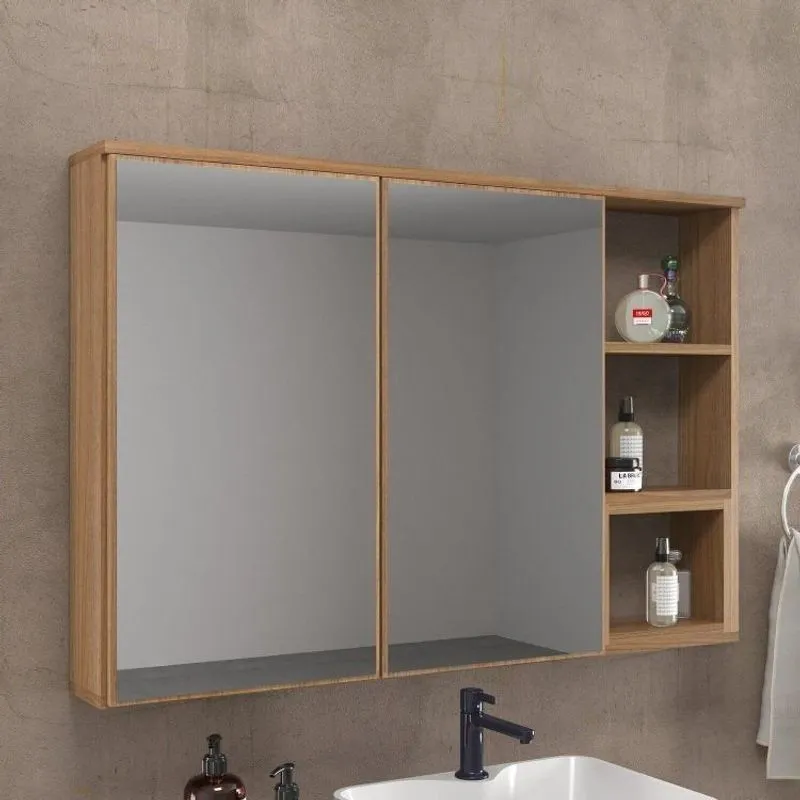 Espelheira Para Banheiro 100cm X 67cm Máximus Noce/noce Noce
