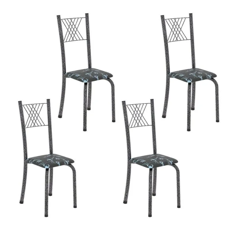 Cadeiras Para Sala De Jantar 4 Unidades Sara Prata/preto Preto / Prata