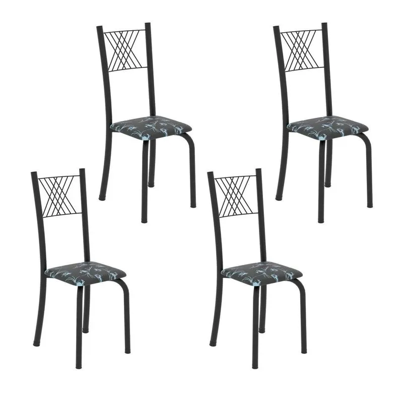 Cadeiras Para Sala De Jantar 4 Unidades Sara Preto/estampa Escura Preto