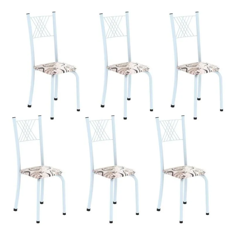 Kit 6 Cadeiras Para Sala De Jantar Sara Branco/arabesco Arabesco/ Branco