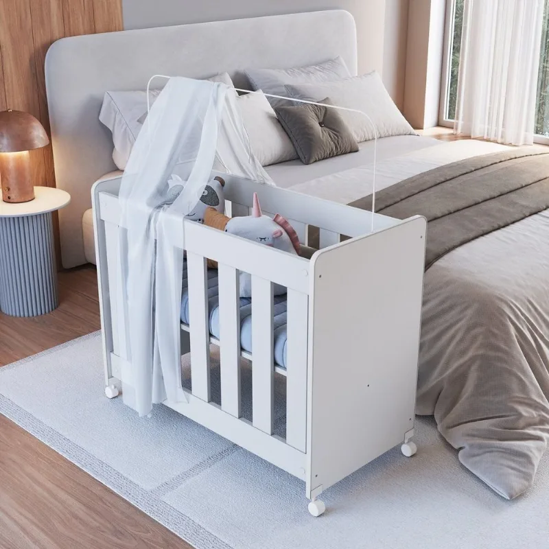 Mini Berço com Colchão Incluso 4 em 1 Evolutivo Branco Branco