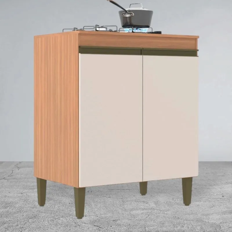 Balcão Para Cozinha Cooktop Cecilia Marrom/freijó/off White Freijó/off White