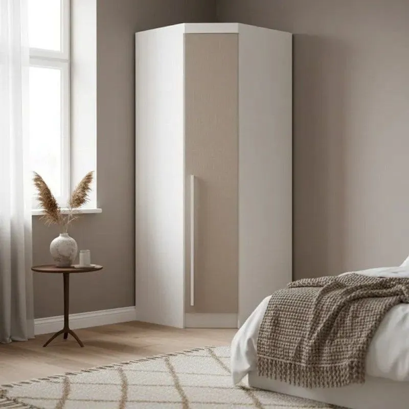 Guarda Roupa De Canto Oblíquo Modulado 1 Porta Branco E Duna Infinity Branco Line/ Duna Line