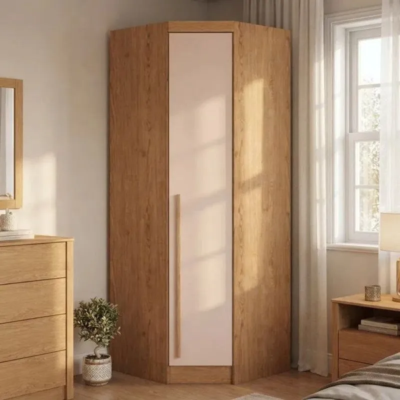Guarda Roupa De Canto Oblíquo Modulado 1 Porta Cedro E Blush Infinity Marrom Cedro/ Blush Line