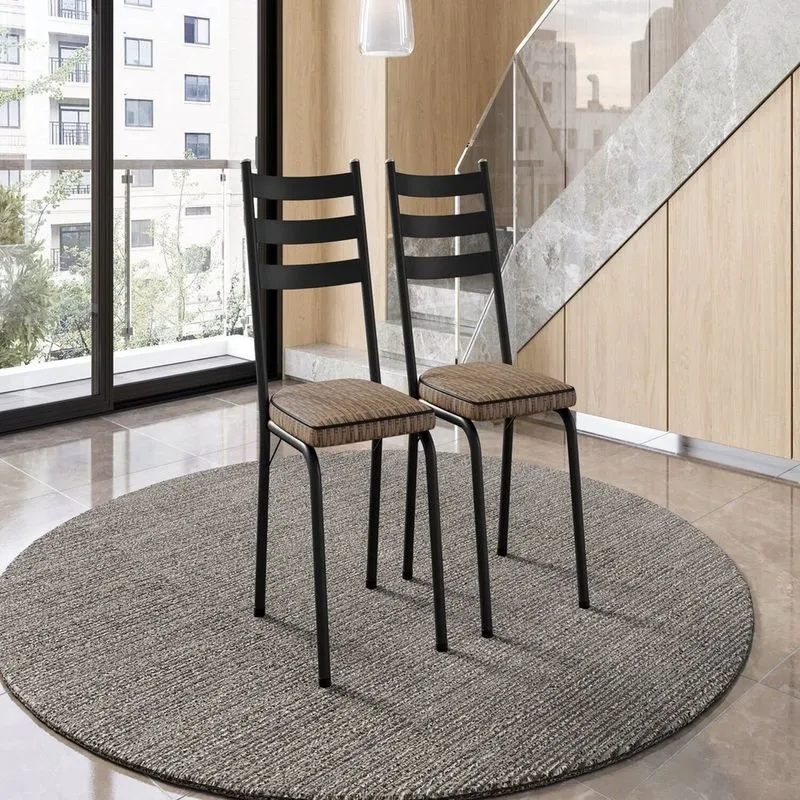 Kit Com 2 Cadeiras Sala De Jantar Cozinha Europa Preto/rattan Preto/ Rattan