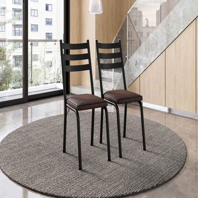 Kit Com 2 Cadeiras Sala De Jantar Cozinha Europa Preto/imbuia Preto/ Imbuia