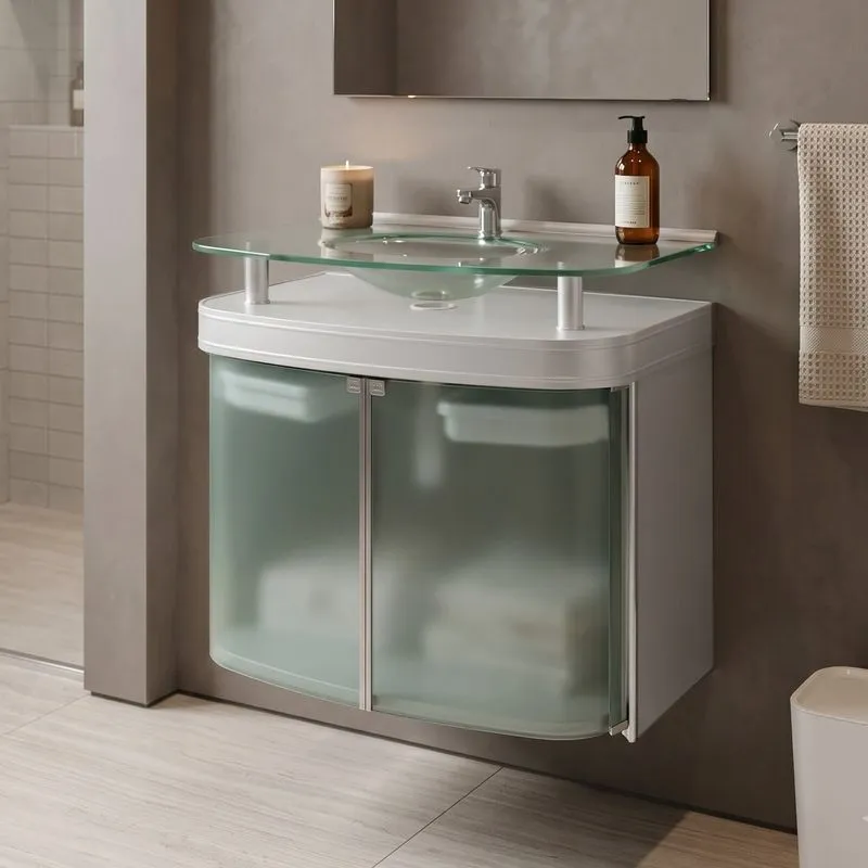 Gabinete Para Banheiro Com Cuba Cris Master Prata/silver Silver
