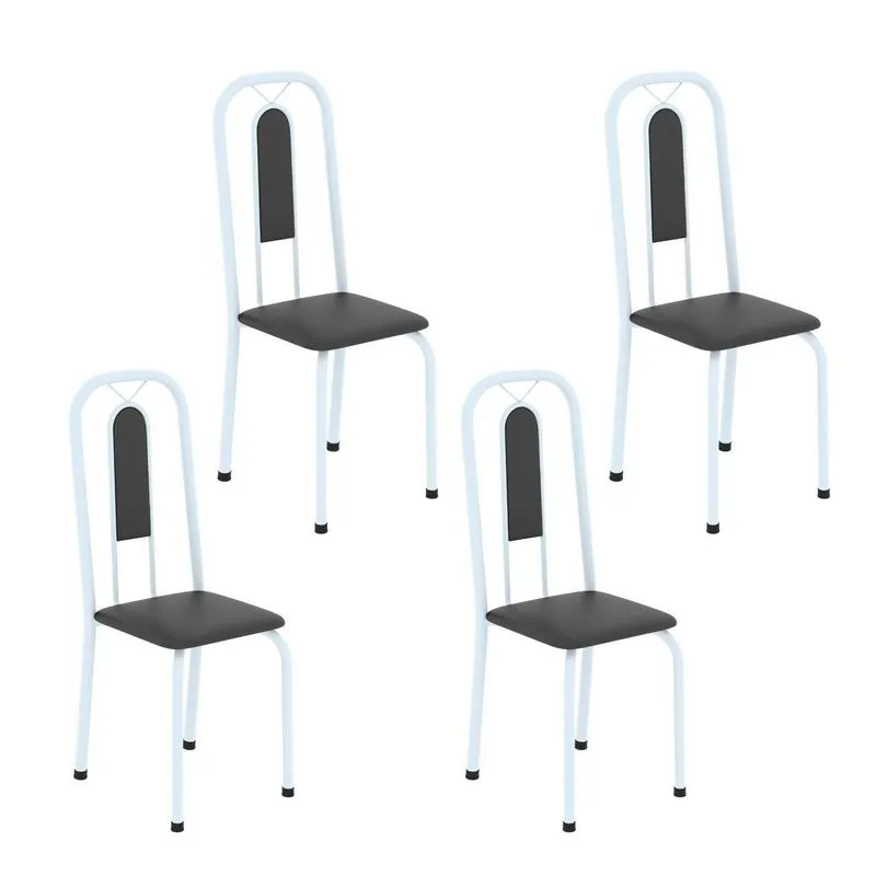 Cadeiras Para Sala De Jantar 4 Unidades Lívia Branco/preto Liso Preto Liso / Branco