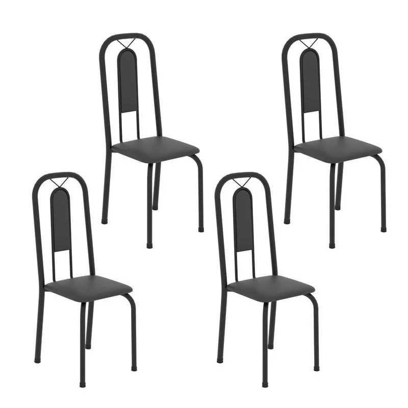 Cadeiras Para Sala De Jantar 4 Unidades Lívia Preto/liso Preto Liso
