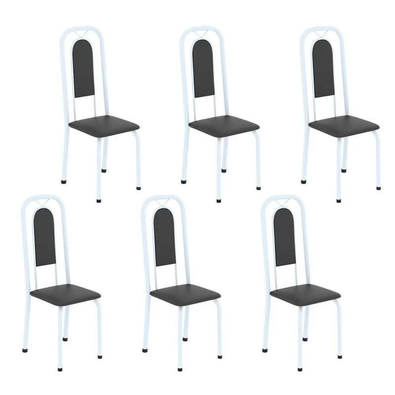 Cadeiras Para Sala De Jantar 6 Unidades Lara Branco/preto Liso Preto Liso / Branco