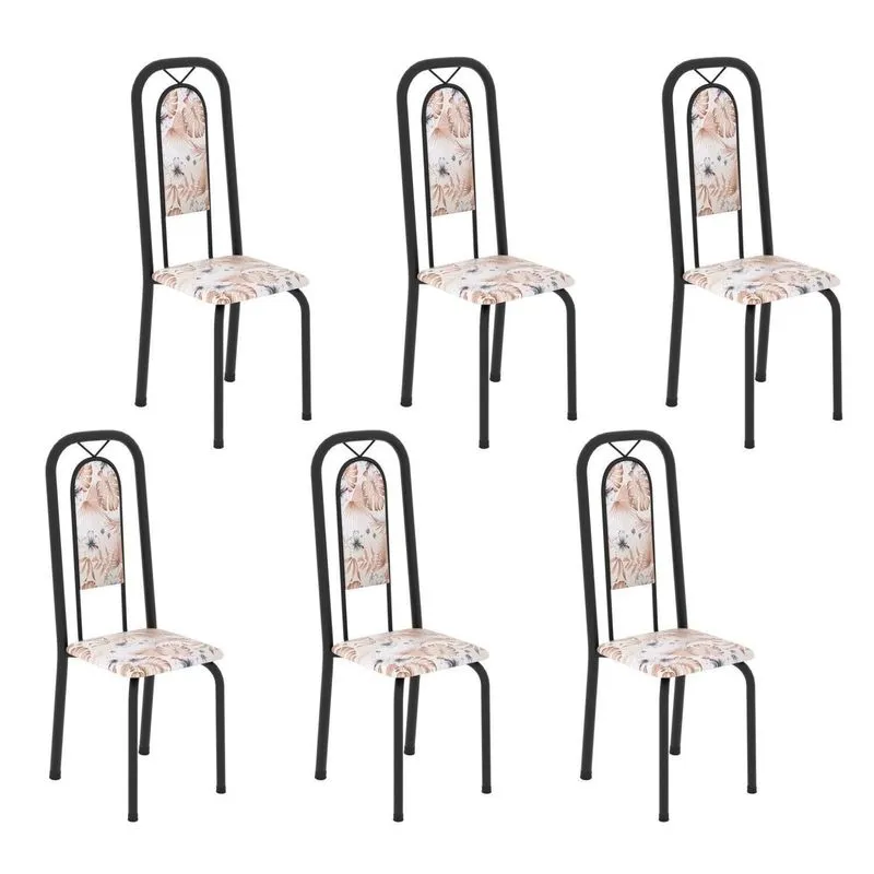 Cadeiras Para Sala De Jantar 6 Unidades Lara Preto/botanic Bege Botanic Bege / Preto