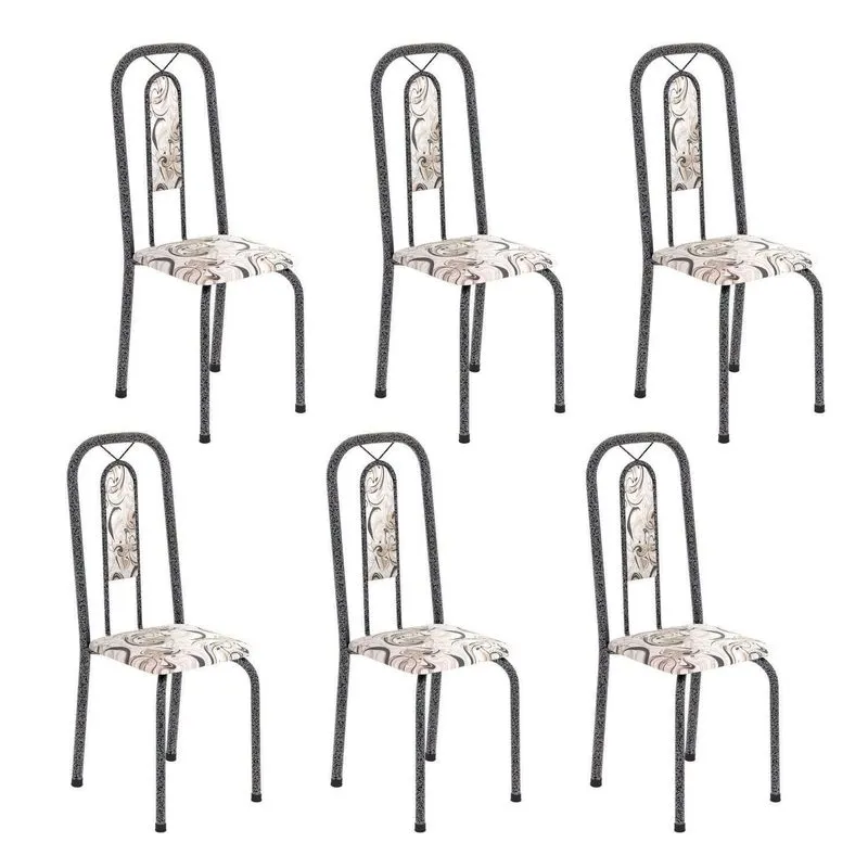 Cadeiras Para Sala De Jantar 6 Unidades Lívia Prata/arabesco/mart Arabesco/ Mart Prata