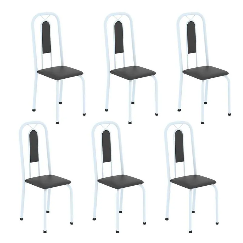 Cadeiras Para Sala De Jantar 6 Unidades Lívia Branco/preto Liso Preto Liso / Branco